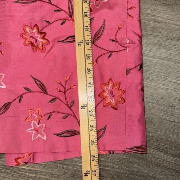 Dana Buchman Womens Pink Floral Embroidered Silk Skirt Size 18 - Picture 5 of 6
